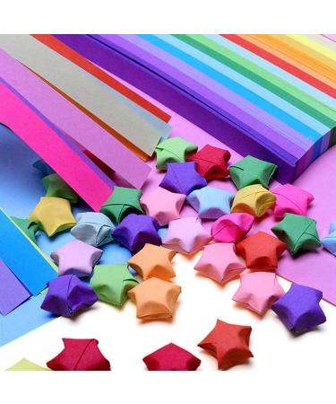 Mluchee 2340 Sheets Origami Stars Paper Strips Double Sided Lucky Colorful Star 25 Colors Decoration Folding Paper for Arts Crafting Supplies, School Teaching, DIY Projects