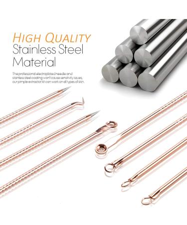 Blackhead Remover Pimple Popper Tool Kit - Professional Acne Extractor Set for Face & Nose - Blemish Whitehead Extraction Tools in Rose Gold Case - Buy Online on SooperMarket.com