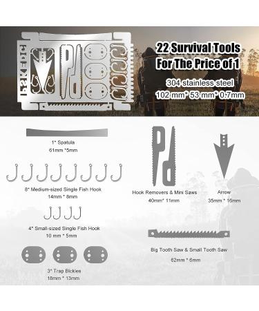 Moricher Survival Card Multitool- Fishing Line & EDC Kit for Outdoor Camping, Hiking, and Hunting - Silver 6pcs - Buy Online on SooperMarket.com