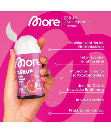 More Zerup Pink Grapefruit Syrup 65ml - Sugar-Free Vegan Zero Calories - Made in Germany for 8L Drink - Buy Online on SooperMarket.com