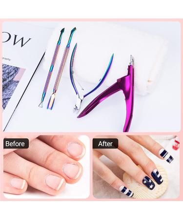 Melodysusie 4-in-1 Acrylic Nail Clippers Set - Stainless Steel Nail Tip Cutter, Cuticle Trimmer & More | Rainbow Purple Nail Art Kit - Buy Online on SooperMarket.com