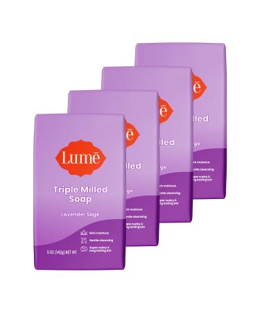 Lume Triple Milled Soap - Rich Moisture & Gentle Cleansing - Paraben Free Phthalate Free Skin Safe - 5 ounce (Pack of 4) (Lavender Sage) Warm Vanilla 5 Ounce (Pack of 4)