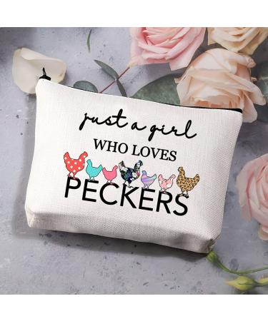 BDPWSS Chicken Lover Gifts: Funny Chicken Lady Makeup Travel Bag for Women - Just a Girl Who Loves Peckers - Buy Online on SooperMarket.com