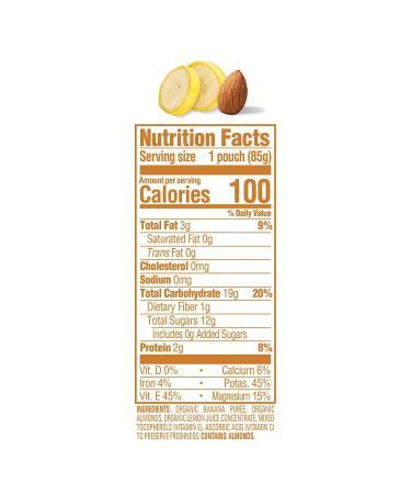 Happy Baby Organics Nutty Blends Banana & Almond Butter 3oz Pouch (Pack of 16) - Organic Baby Food - Buy Online on SooperMarket.com