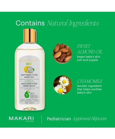 Makari Softness Care Baby Oil with Sweet Almond, Chamomile, Vitamins C & E - Hypoallergenic, Paraben-Free | Gentle for Newborn Skin - Buy Online on SooperMarket.com