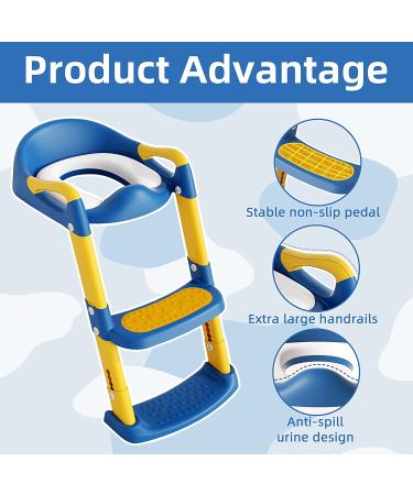 Potty Training Seat with Step Stool Ladder | Kids Toilet Trainer for Boys and Girls - Blue - Buy Online on SooperMarket.com