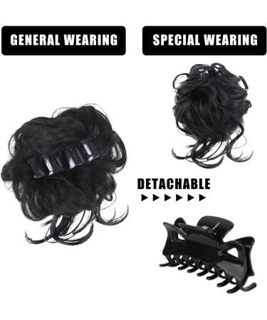 Long beard ball head wig bun grab clip Fluffy natural scrunchie bridal cocktail hairpin Messy Hair Bun Extensions Curly Wavy Hair Scrunchies Ponytail Hair Extensions (Natural Black) - Buy Online on SooperMarket.com