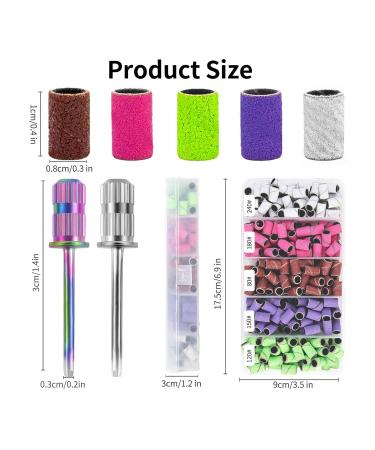 Buy 300 Pcs Nail Drill Sanding Bands - 5 Color Coarse to Fine Grits for Acrylic Nails Includes 2 Drill Bits | Professional Manicure & Pedicure Supplies - Buy Online on SooperMarket.com