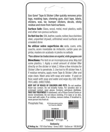 Goo Gone Sticker Lifter - 2 oz Adhesive Remover for Stickers Tape Labels & Gum - Citrus Power for Easy Cleanup - Buy Online on SooperMarket.com