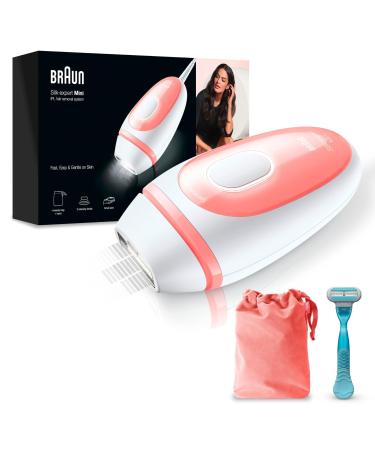 Braun IPL Silk Expert Pro Mini Hair removal device women visible hair removal with travel etui alternative to laser hair removal PL1014 white/pink