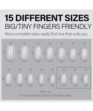 AILLSA Square Nails Tips - 240 Pcs Matte Soft Gel Nail Extension Tips | Pre-shaped Full Cover Acrylic Fake Nails | Short Square 15 Sizes | Soak Off & No File Needed - Buy Online on SooperMarket.com