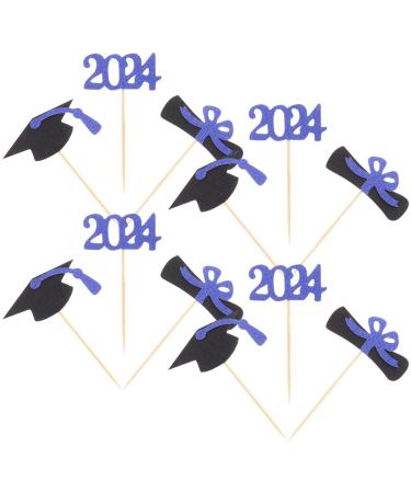 HOLIDYOYO 12pcs 2024 Graduation Season Cake Insert Top Hat Cupcake Toppers Graduation Toppers 2024 Grad Party Supplies Graduation Cupcake Topper Dessert Paper Decorations