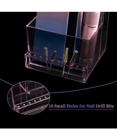 ANGNYA Nail Drill Holder & Bit Storage Box - 10 Holes Transparent Organizer for Nail Tech Supplies - Pink Plastic Manicure Tool Display - Buy Online on SooperMarket.com