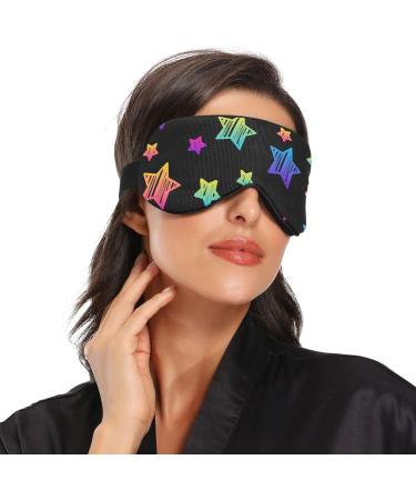 Haskirky Light Blocking Eye Mask - Adjustable for Men and Women | Perfect for Business Trips, Yoga, Meditation, Office Deep Sleep | Rainbow Stars Design - Buy Online on SooperMarket.com