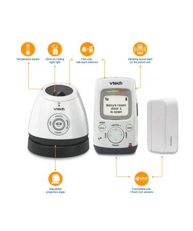 VTech DM271-102 Audio Baby Monitor with Glow-on-Ceiling Night Light and Sensor, Vibrating Alert, Intercom & Belt Clip - Buy Online on SooperMarket.com