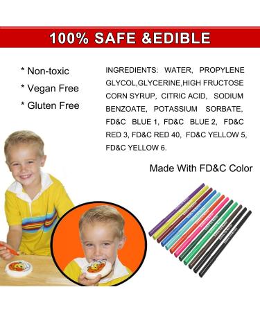 Edible Ink 11Pcs Ultra Fine Tip Food Coloring Pens - Double Sided Gourmet Writers for Cake Decorating - 10 Colors - Buy Online on SooperMarket.com