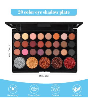 Kioiner 29 Colors Eyeshadow Palette Waterproof High Pigmented Long Lasting Eye Make up Kit Matte Shimmer Glitter Colorful Eyeshadows Make Up Box For Stage Catwalk Show - Buy Online on SooperMarket.com