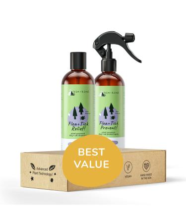 kin+kind | Flea & Tick Lavender Spray & Shampoo Value Set | Plant-Based (12 fl oz)