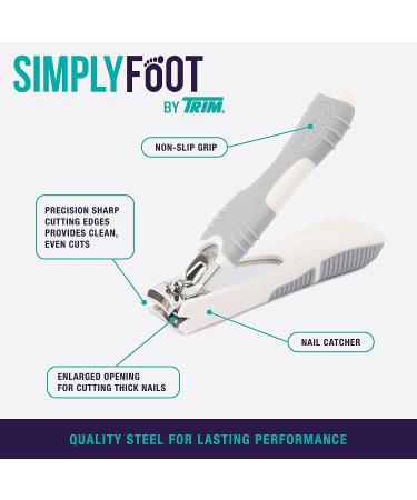 TRIM Simply Foot Toenail Clippers - Quality Steel Blades, Enlarged Opening, Catcher Base - Easy to Use Foot Care Tool for Men and Women (White) - Buy Online on SooperMarket.com