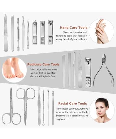 16pcs Stainless Steel Professional Nail Clippers Manicure Set Manicure & Pedicure Care Tools Set Grooming Kit for Thick Fingernail Toenail Men Women Travel Nail Clipper Set with Portable Folding Bag - Buy Online on SooperMarket.com