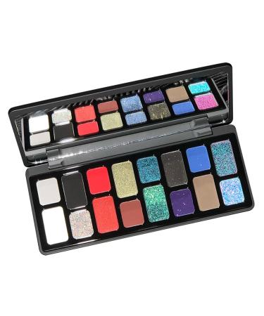 Smokey Eyeshadow Makeup Palette 16 Colors Cool Toned Shimmer Matte Metallic Glitter Eye Shadow Long Lasting Waterproof Blendable Black Red Green Blue Glitter Neutral Holographic Eyeshadow Makeup