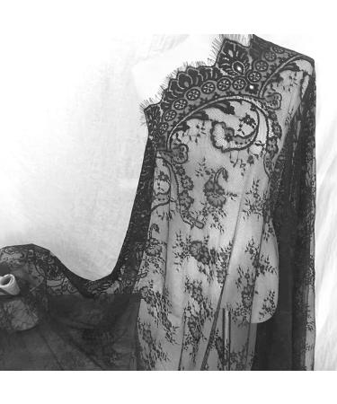 Black Lace Fabric Embroidery by The Yard Black Dress Ribbon Trim Fabric Ribbon Curtain Accessory Sewing Craft 150 X 150 cm