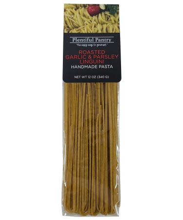 Plentiful Pantry Handmade Roasted Garlic Parsley Linguini Pasta, 12 Ounce - Cooks in 2-3 Minutes
