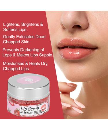 Lip Scrub Strawberry Exfoliator for Dry, Cracked Lips - Natural Care Cream for Brightening Dark Lips - Buy Online on SooperMarket.com