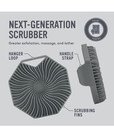 Antimicrobial Sud Scrub Silicone Body Scrubber - Exfoliating & Eco-Friendly Shower Brush for Sensitive Skin | Charcoal Infused - Buy Online on SooperMarket.com