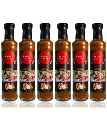 Defence 6 x Prime Taste - Rich BBQ Red Meat Marinade Sauce - Lamb/Beef Meat or Vegetables - Vegetarian Sauce - Fresh Ingredients - Pack of 6 x 250g