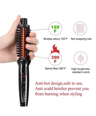 LOVANI Mini Travel Hair Curling Iron Brush - Dual Voltage 3-in-1 Ceramic Ionic Curler for Short Hair with Anti-Scald Protection & Travel Bag - Buy Online on SooperMarket.com