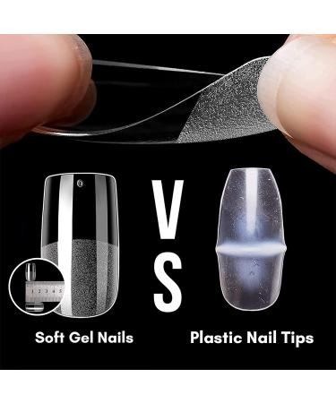 240PCS Medium Square Gel Nail Tips Set - Pre-Buffed Artificial Nails Kit - Buy Online on SooperMarket.com
