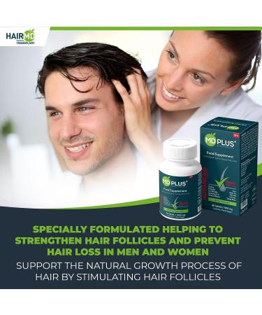 HairMD MD Plus Hair Growth Multivitamin Tablets - Biotin, Keratin, Saw Palmetto - Hair Loss Treatment & DHT Blocker - Buy Online on SooperMarket.com