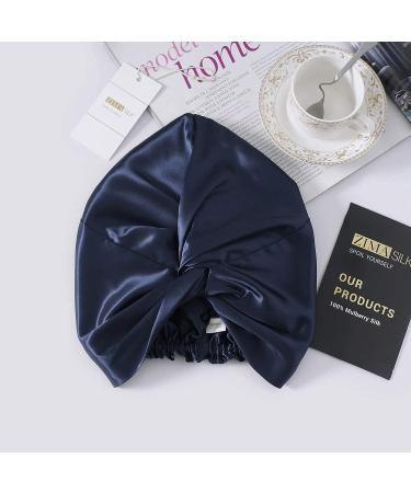 ZIMASILK 22 Momme 100% Mulberry Silk Sleep Cap - Navy Blue - Buy Online on SooperMarket.com