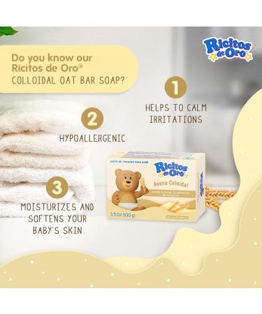 Ricitos de Oro Oat Bar Soap 6-Pack - Hypoallergenic Baby Soap with Oat for Moisturizing Delicate Skin - Oat Blossom Scent - 6 Bar Soaps - Buy Online on SooperMarket.com