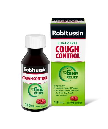 Robitussin Sugar-Free Cough Control Syrup Alcohol-Free Berry Flavour 115 mL