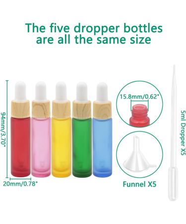 Rowiz 10PCS 10ml Matt Color Glass Dropper Bottles Perfume Aromatherapy Cosmetic Container Essential Oils Sample Bottles with Pure Dropper Sample Tubes&Wood Color Screw Cap 5 Colors - Buy Online on SooperMarket.com