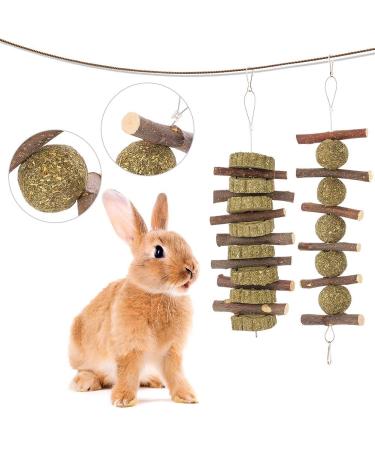 tiopeia 2 Pack Bunny Chew Toys for Teeth Molar Rabbit Toys Hamster Chew Toys Sticks Pet Chew Toy for Rabbits Chinchillas Hamsters Chewing or Playing