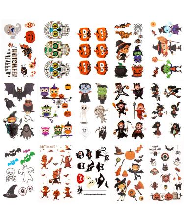 400 Halloween Temporary Tattoos for Kids - Non-Toxic Stickers for Makeup, Party Cosplay, Face Decals - Halloween Favors for Boys and Girls - Cartoon Designs - Buy Online on SooperMarket.com