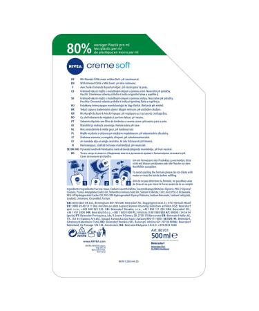 Nivea Creme Soft Care Soap Refill Bag - 500ml Almond Oil - Hydrating & Nourishing - International Shipping Available - Buy Online on SooperMarket.com