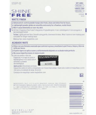 Maybelline New York Shine Free Oil Control Pressed Powder Soft Cameo Medium 1 - 0.45 oz - Buy Online on SooperMarket.com