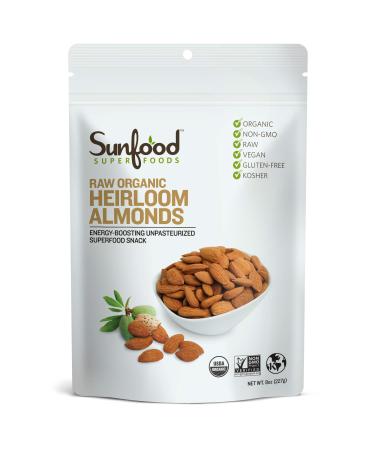 Sunfood RAW Organic Heirloom Almonds 8 oz (227 g)