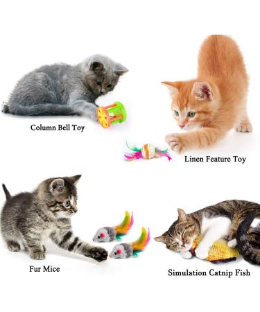 MIBOTE 28Pcs Cat Toys Set - Cat Tunnel, Catnip Fish, Feather Teaser Wand, Fluffy Mouse, Balls and Bells - Perfect Variety Pack for Cat and Kitten Entertainment - Buy Online on SooperMarket.com