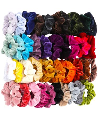 40 Pcs Hair Scrunchies Velvet Elastic Hair Bands Scrunchy Hair Ties Ropes Scrunchie for Women or Girls Hair Accessories - 40 Assorted Colors