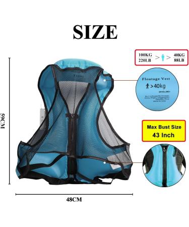 OMOUBOI Inflatable Snorkel Vest for Adults - Blue | Buoyancy Jacket for Kayaking, Swimming & Snorkeling | Portable Diving Gear | 96-220 lbs - Buy Online on SooperMarket.com