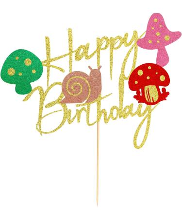 Arthsdite 1Pc Mushroom Cake Topper Mushroom Birthday Cake Decorations for Girls Boys Mushroom Snail Happy Birthday Decorations Theme Party Supplies - Buy Online on SooperMarket.com