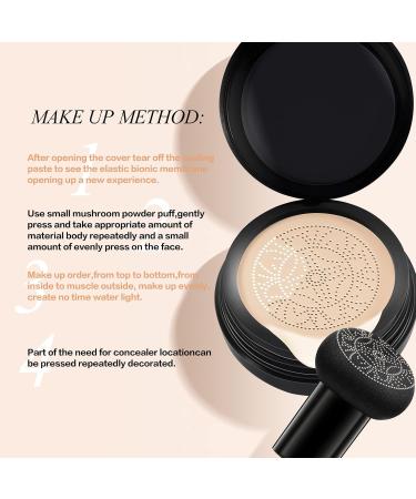 CC Cream Foundation & BB Cream - Long-Lasting Liquid Foundation & Concealer | Mushroom Air Cushion for Even Skin Tone (Ivory) - Perfect for All Skin Types - Buy Online on SooperMarket.com