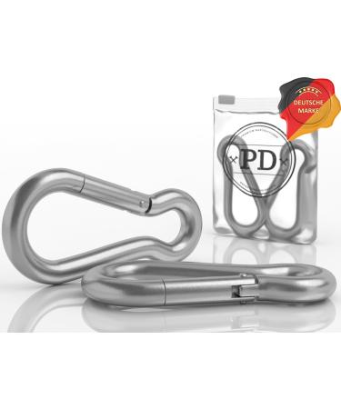 PD carabiner stainless steel 4x40 |Fire brigade carabiner hooks small made of stainless steel A4 V4A |Extremely resilient carabiners for swing sun sail hammock key riper & boat |2 pieces 4 x 40 mm 2