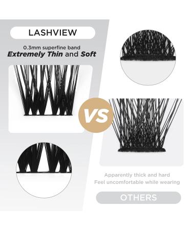 LASHVIEW Cluster Lashes - DIY 3D Eyelash Extensions, Reusable, Black, Super Thin Band, 24 Criss Cross Mix - Buy Online on SooperMarket.com