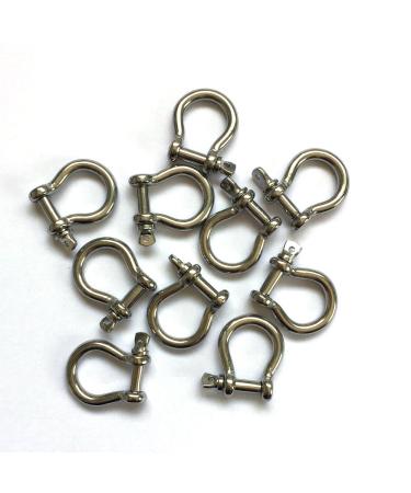 Stainless Steel Bow Shackle, 4mm, Silver Color,for Paracord Jewelry, Marine Tackle-10 Pieces